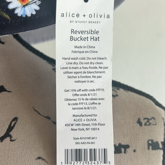 Alice + Olivia Daisy Reversible Bucket Hat NWT - Picture 4 of 12